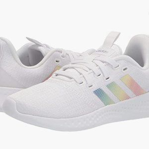 adidas Women's Puremotion Running Shoe white/white/metallic/silver  rainbow